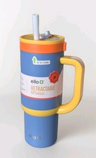 Ello Stainless Steel Insulated Tumbler 18 oz Side Handle Lid Retractable Straw picture