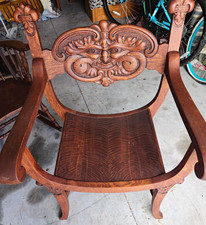 19th-century Victorian Green Man Carved Oak Armchair (Circa 1880–1910) picture