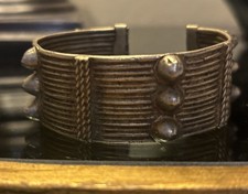 Ethiopian Vintage Silver Colored Bracelet Cuff Studded Boho African 3” picture