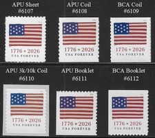 2026 US #6107-6112 FLAG Set Complete Set of 6 Singles All Different Formats picture