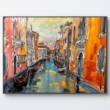 SAMATOWIC Original Abstract Venice Canal 12x16 Expressionism Signed Wall Art 541 picture