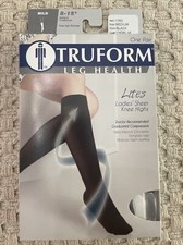 TRUFORM Leg Health Lites 1763BL-M Medium, Black, Ladies Knee Highs 8-15 mmHg picture