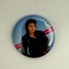 Vintage 1987 Michael Jackson Bad Era Pinback Button Triumph International 1.25