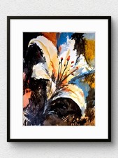 Original Lily Acrylic 11x14 Abstract Floral Painting Signed Bold Wall Art P340 picture