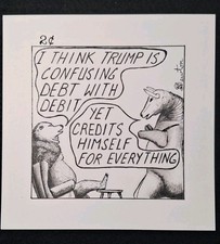 Original Hand Drawn Political Cartoon In Pen And Ink  picture