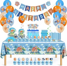133PCS Blue Birthday Party Supplies - Serves 20 Guests，Blue Birthday Decorations picture
