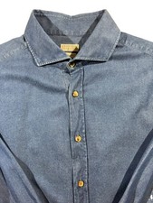Brunello Cucinelli Men’s Long Sleeve Dark Denim Shirt Slim Fit Size XL picture