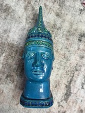 Aldo Londi for Bitossi Mid Century Blue Buddha Bust Limited Edition 95/669 picture