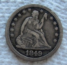 1849 Seated Liberty Silver Quarter Rare Early Key Date Philadelphia  Mint picture