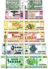 Lebanon 1000-100000 Livres 6 Pieces Set, 2004-2008, P-84-89, UNC picture