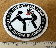 Hospitalize Antifa scumbag sticker decal 2-inch round MAGA stop commies picture