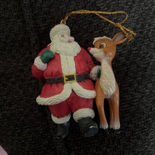 1983 Santa And Rudolph Christmas Ornament picture