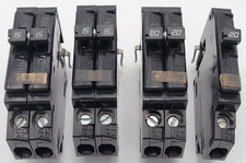 Challenger Mixed Lot of 4 A120R/A215/A220 20A 1P 15&20A 2P Circuit Breakers USED picture