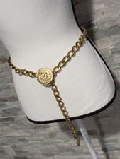 Vintage CHANEL Gold Tone CC Coin Medallion Chain Belt 37” Adjustable picture