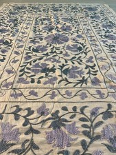 Handmade embroidery Suzani decorative textile cover Unique art home decore Boho picture