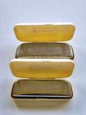 2 Vintage Hohner Golden Melody 542 Harmonica Key C Germany w/ Cases picture