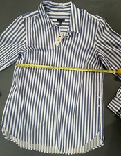 Talbots Blue/White Striped Collared Button-Up Woven Shirt Long Sleeve XS picture