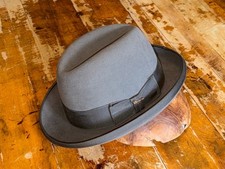 Biltmore Imperial Homburg Dove Gray Felt Hat 7 1/2 60 Made in Canada picture
