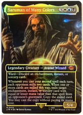MTG Saruman of Many Colors *BORDERLESS FOIL* The Lord of the Rings 0412 NM picture