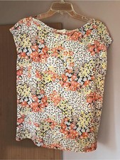 LOFT Floral Cap-Sleeve Blouse in Orange, Yellow and White picture