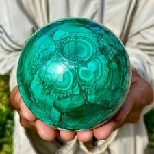 2.42LB Rare Natural Malachite quartz hand Carved sphere Crystal Healing picture
