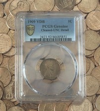 PCGS 1909 VDB 1C Lincoln Wheat Penny (Genuine-Cleaned) picture