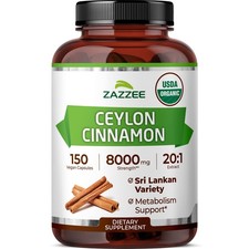 USDA Organic Ceylon Cinnamon 20:1 Extract, 150 Vegan Capsules, 5 Month Supply picture