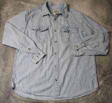 Orton Brothers Shirt Mens Large Blue Chambray Cotton Long Sleeve Button Front picture