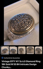 Vintage EFFY NY Sz 6.5 Diamond Ring 18K Gold W SS BH Intricate Design Chunky... picture