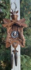 Hubert Herr German Hunter Cuckoo Clock - SEE VIDEO - SERVICED - ALL ORIGINAL picture