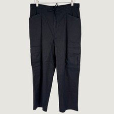 NEW Athleta Paradise Straight Leg Cargo Pant Women Sz M Black Linen Blend Casual picture