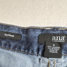 a.n.a Women's Boyfriend Jeans Medium Wash Blue Denim Distressed Stretch Size 16 picture