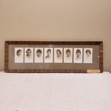Antique Sepia Women Portraits Framed c1915 1920s Vintage Photo Display Yard Long picture