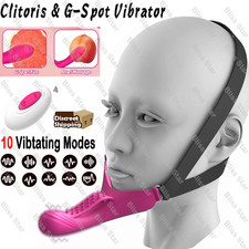 Strap-On Face Chin Harness Vibrator Dildo Head Oral Adult Couples Funny Sex Toys picture