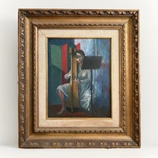 Jean-Pierre Alaux “La Harpe Irlandaise” Original Oil Painting 1950 Beaux-Arts picture