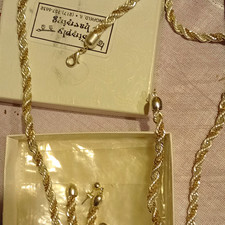 vintage 925 sterling silver gold tone woven three piece necklace bracelet and e picture
