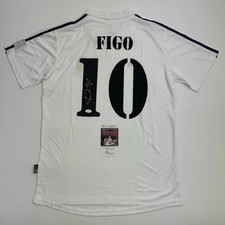 Autographed/Signed Luis Figo Real Madrid White Jersey Beckett BAS COA picture