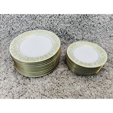 NORITAKE Viscount 6845 6x10.5in Salad Plates & 7x8in Dinner Plates Set Of 21 picture