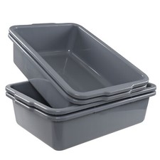 Ponpong 4 Packs 35 L Commercial Plastic Bus Box, Restaurant Bus Tubs, Gray picture
