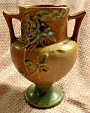 ANTIQUE ROSEVILLE ART POTTERY COLUMBINE 150-6 DUSTY PINK GREEN VASE picture