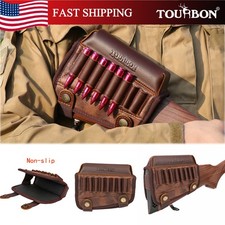 TOURBON PU Leather Cheek Riser Rest  Rifle Buttstock Holder 308 WIN Ammo Carrier picture