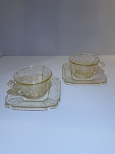 Vintage 1930's Yellow Depression Glass Cup and Saucer, Set of 2 picture