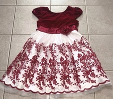 Jona Michelle Dress White Red Floral Fit&Flare Tulle Embroidered Flower Size 8 picture