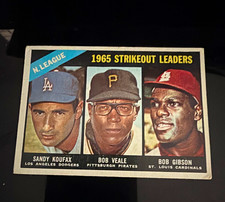 1966 Topps Leaders #225 1965 Strikeout Leaders NL Koufax  (Light front creasing) picture