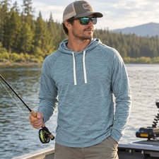 Free Fly Bamboo Lightweight Hoodie Mens Slub Knit Raglan Blue Medium picture