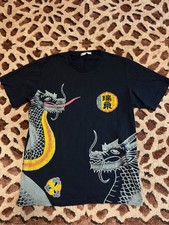 Uniqlo x Black graphic tee with multi-coloured dragon design picture