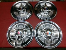 VINTAGE 1963 FORD 427 GALAXIE 500 THREE BAR SPINNER HUBCAPS WHEEL COVERS picture