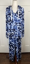 Koolaburra by UGG Lounge Set XL Blue White Tie Dye Hoodie Wide Leg Pants So Soft picture
