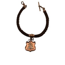 Antique Victorian Woven Hair Watch Chain Garnet Fob Gold Filled IOOF 1860 picture