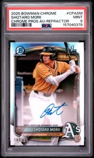 2025 BOWMAN CHROME PROSPECT AUTOS REFRACTOR #CPASM SHOTARO MORII 383/499 PSA 9 picture